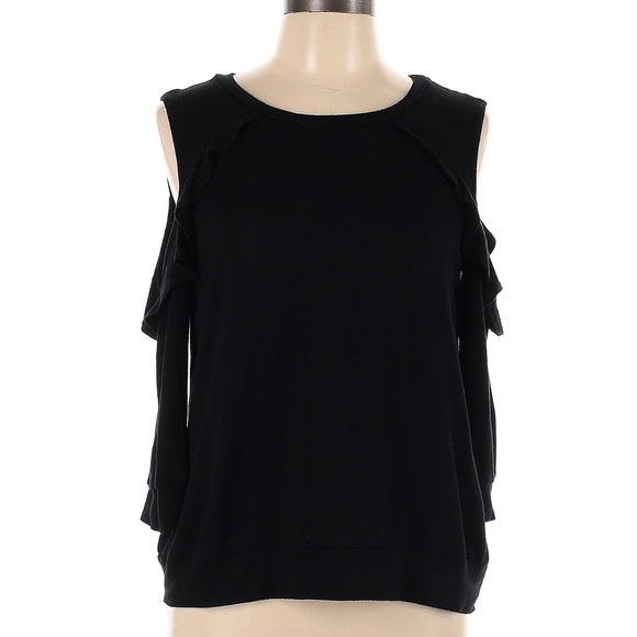 Bobeau Cold Shoulder Sweatshirt Medium Black - Picture 1 of 9
